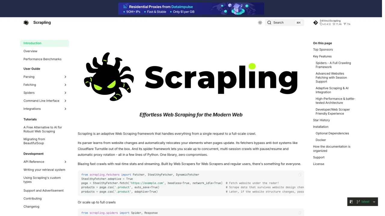 Scrapling screenshot