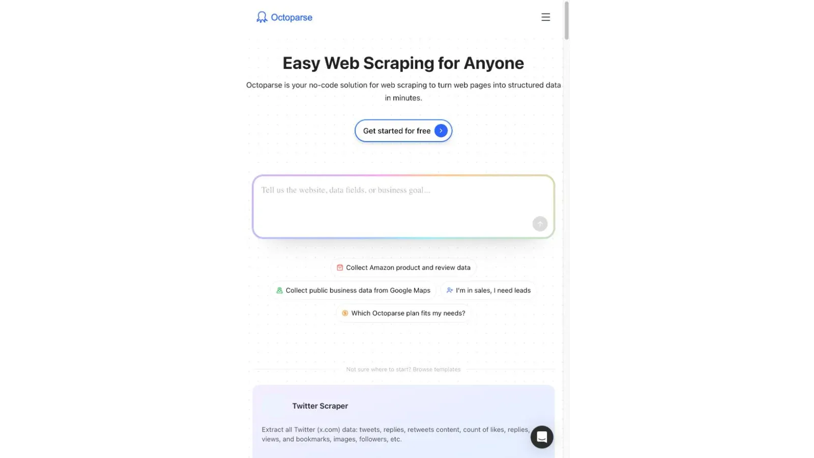 Octoparse official website screenshot captured on August 13, 2026