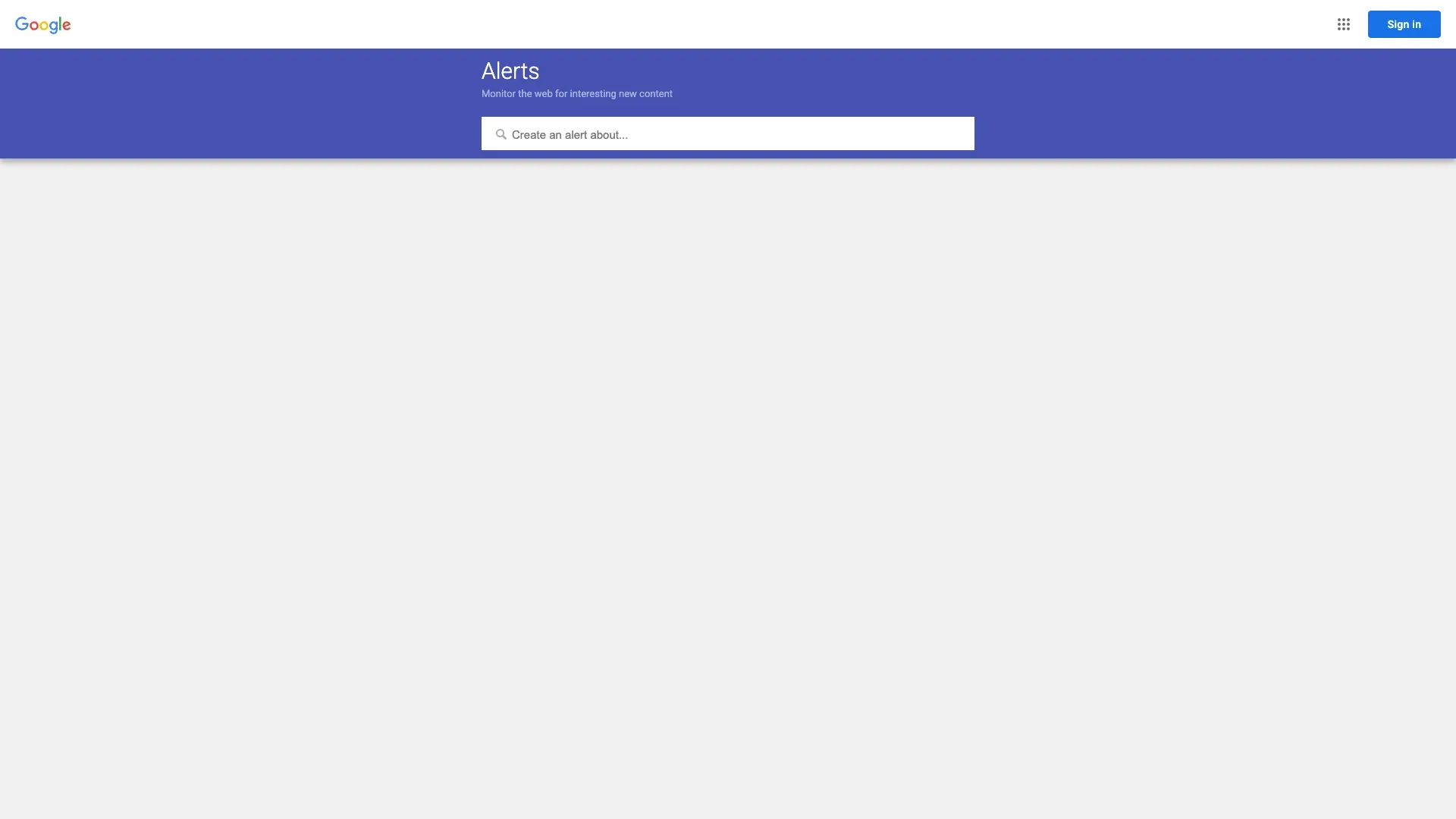 Official Google Alerts website screenshot