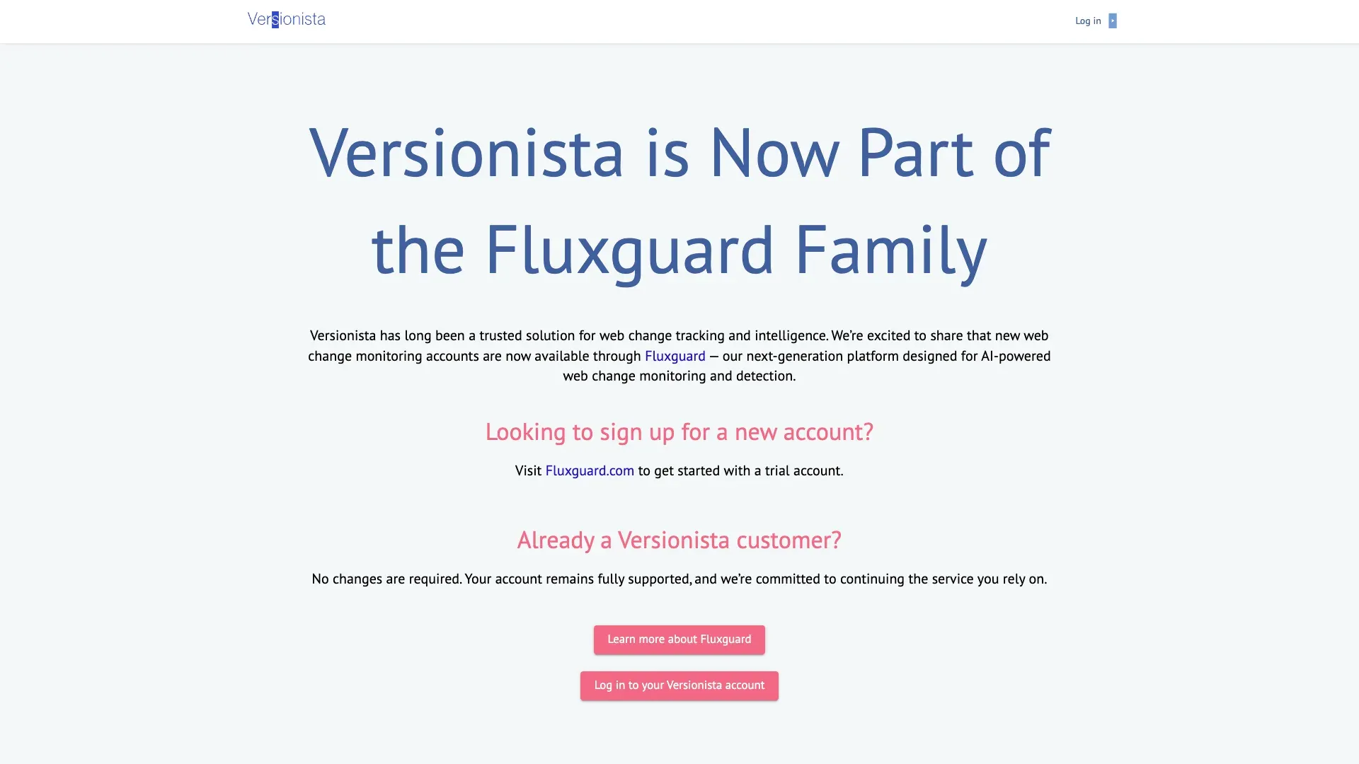Official Versionista website screenshot