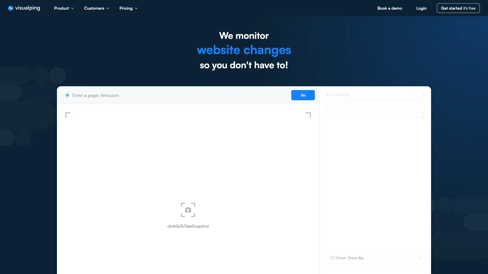 Official Visualping website screenshot