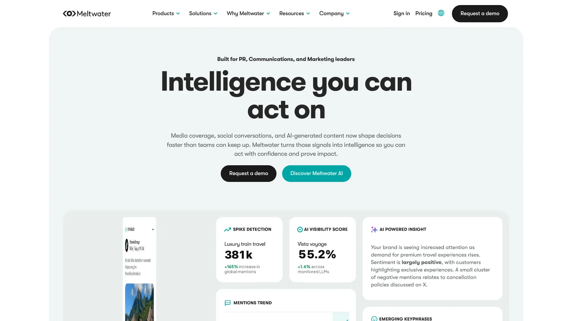 Official Meltwater website screenshot