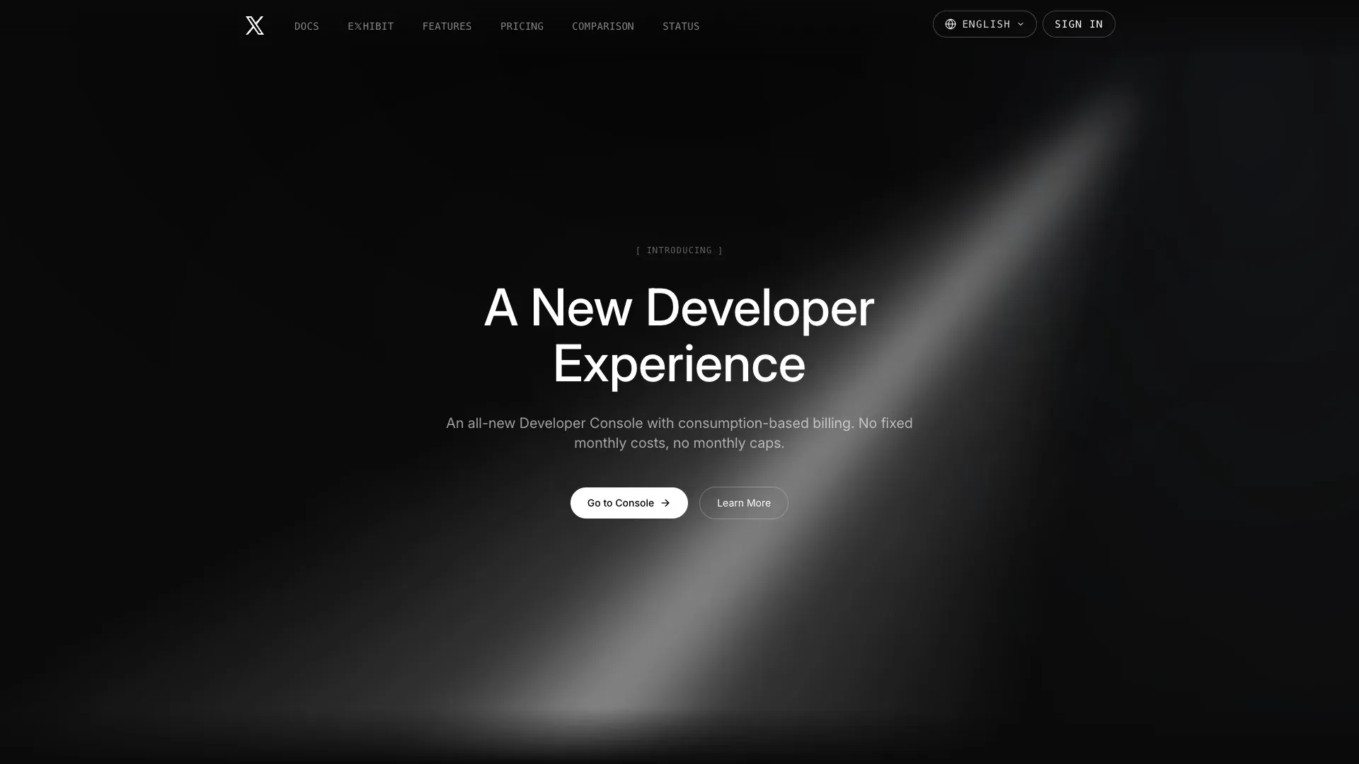 Official X API website screenshot