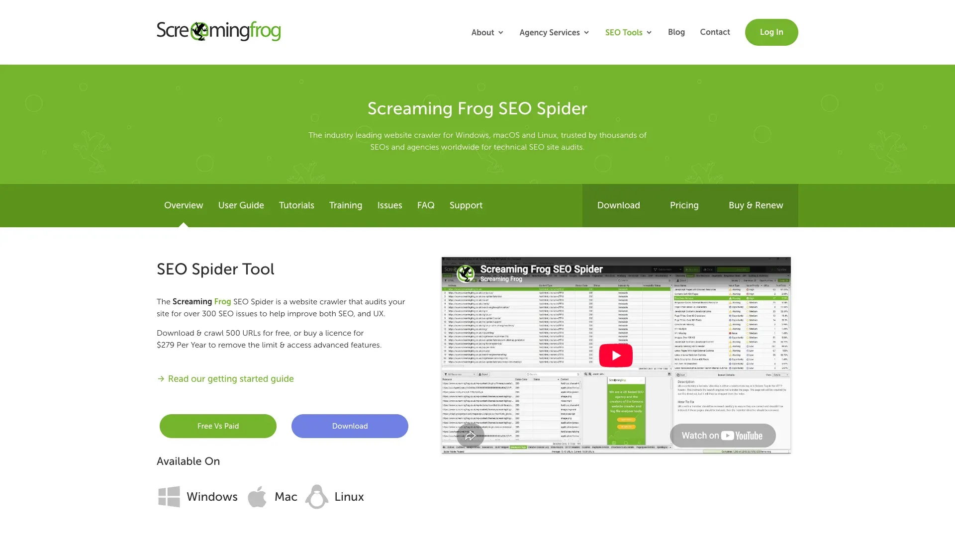 Official Screaming Frog website screenshot