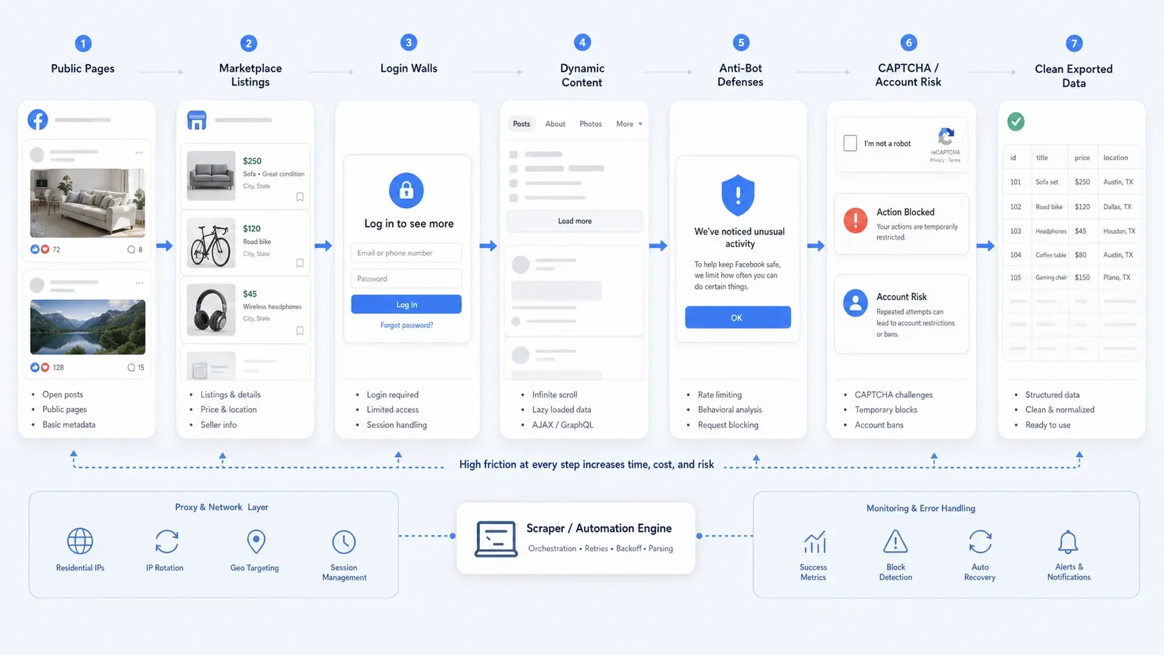 Facebook scraping workflow friction