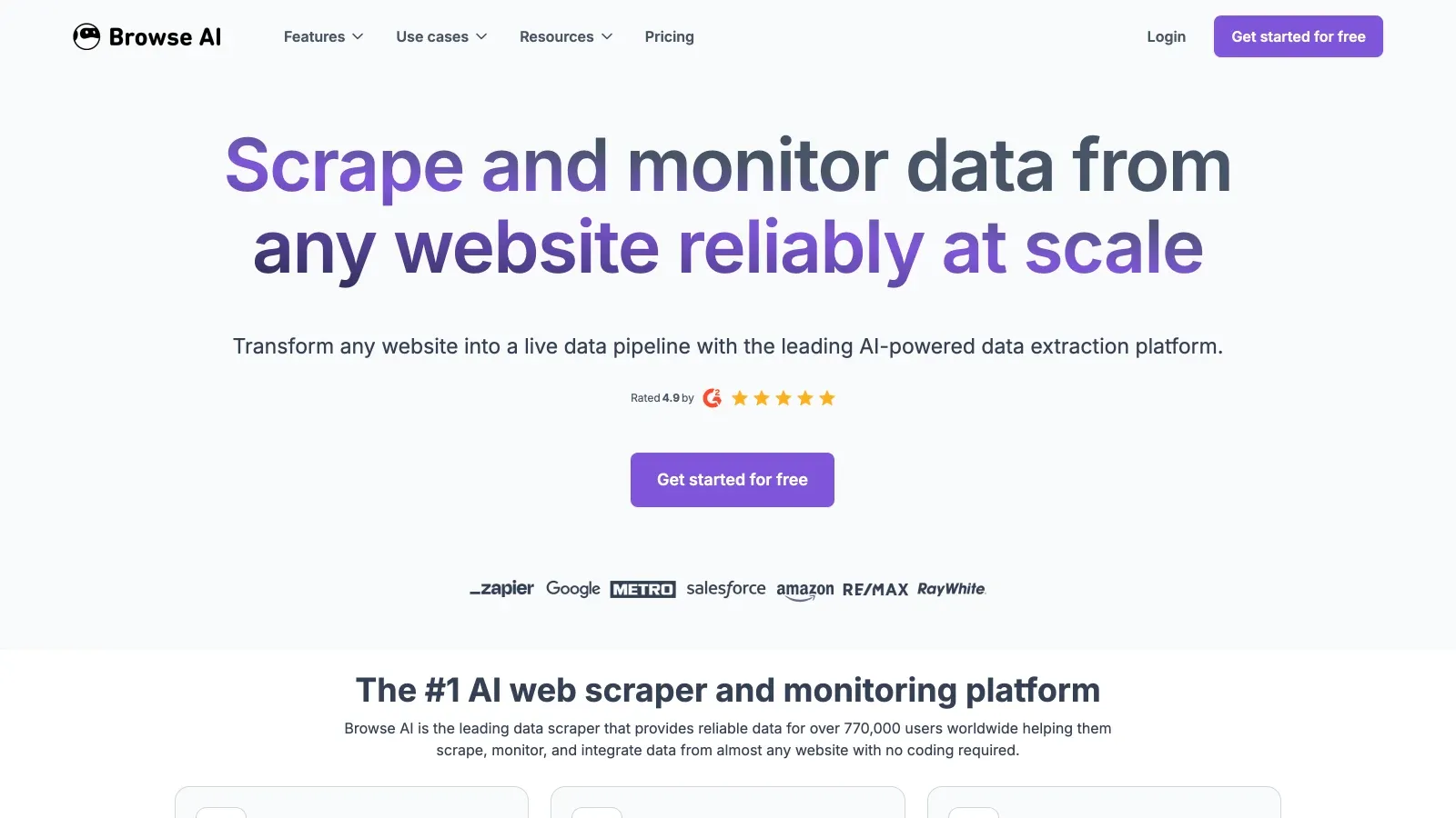 Browse AI official website screenshot