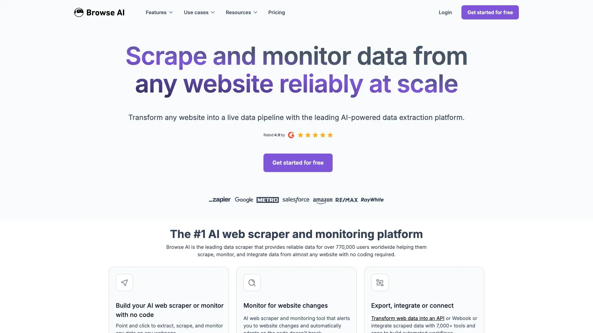 Browse AI official website screenshot