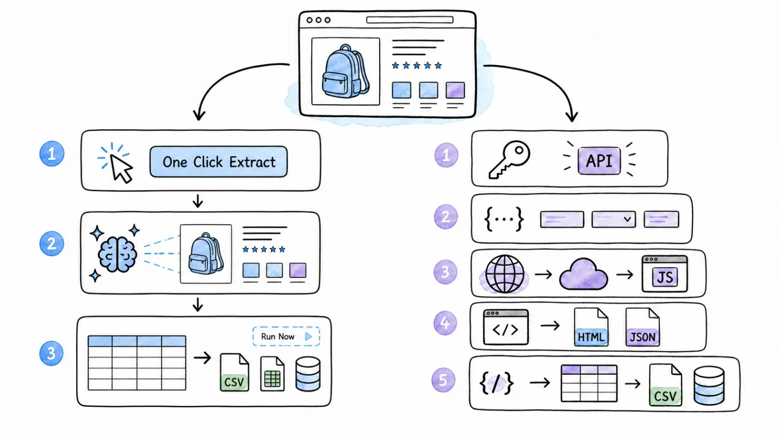 Agentic browser-to-spreadsheet and API-to-structured-data workflows