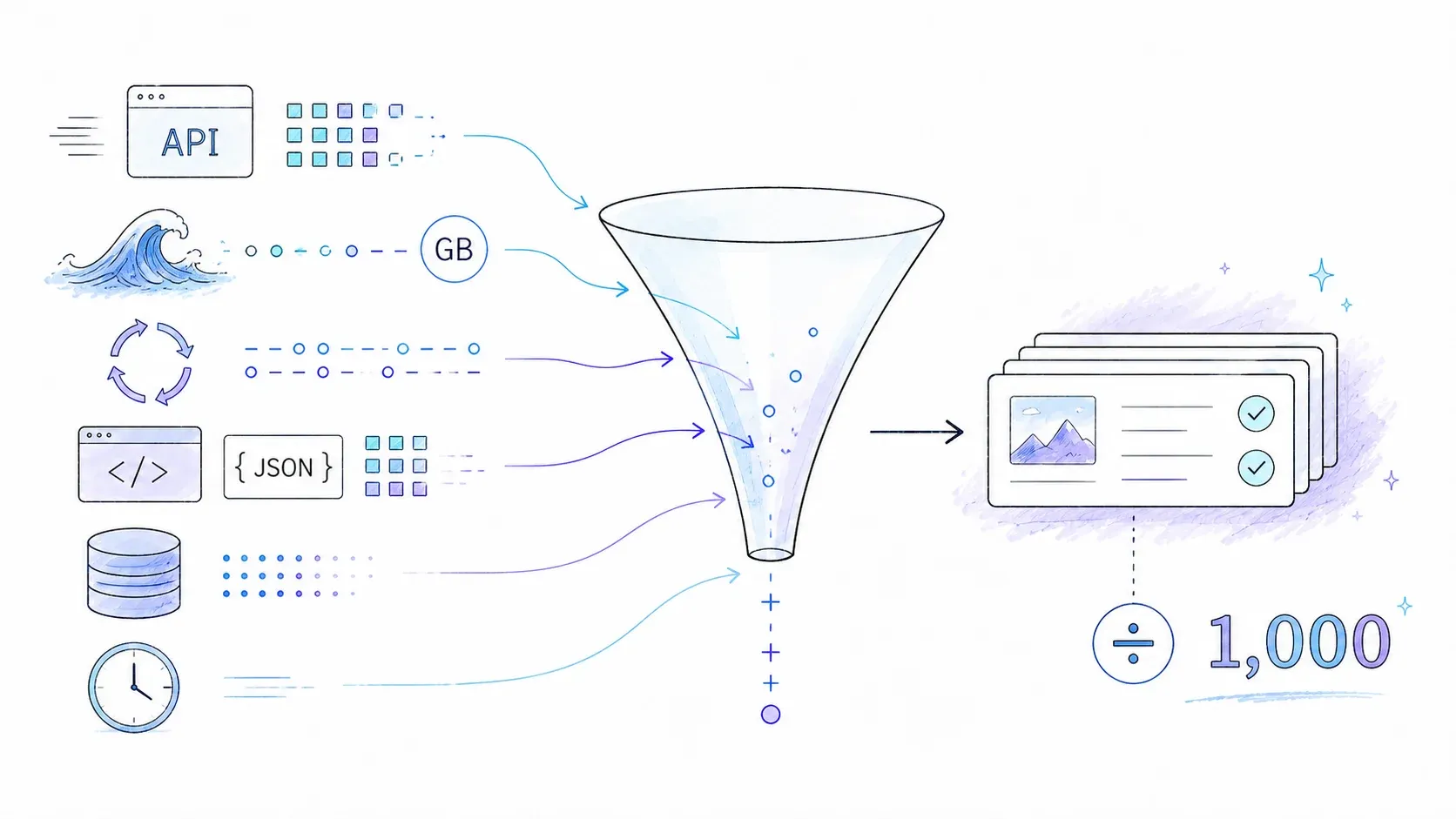 Request, bandwidth, retry, parsing, storage, and time costs flowing into cost per valid result