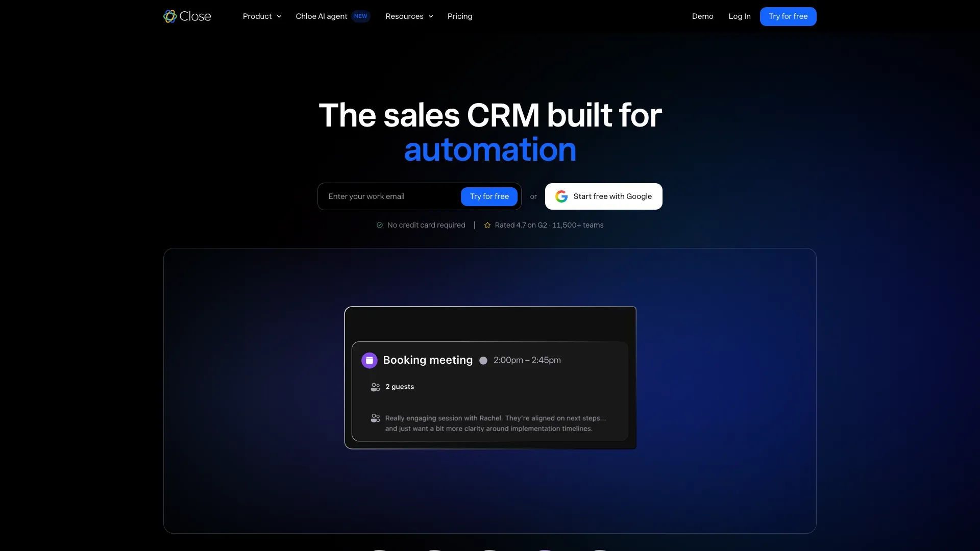 Close official website screenshot