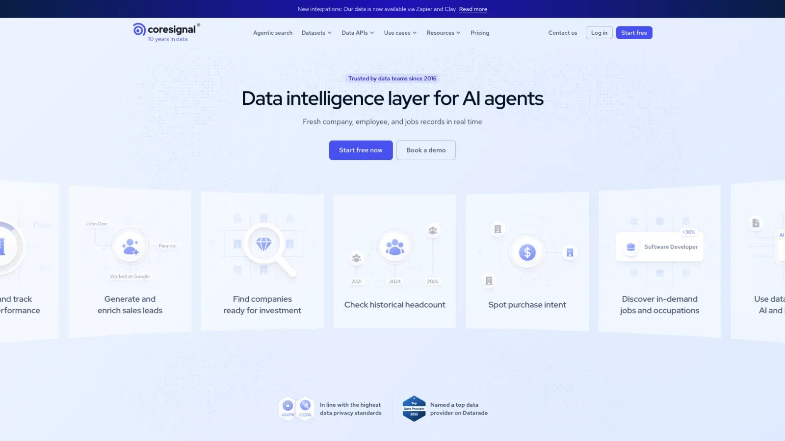 Snímek oficiálního webu Coresignal