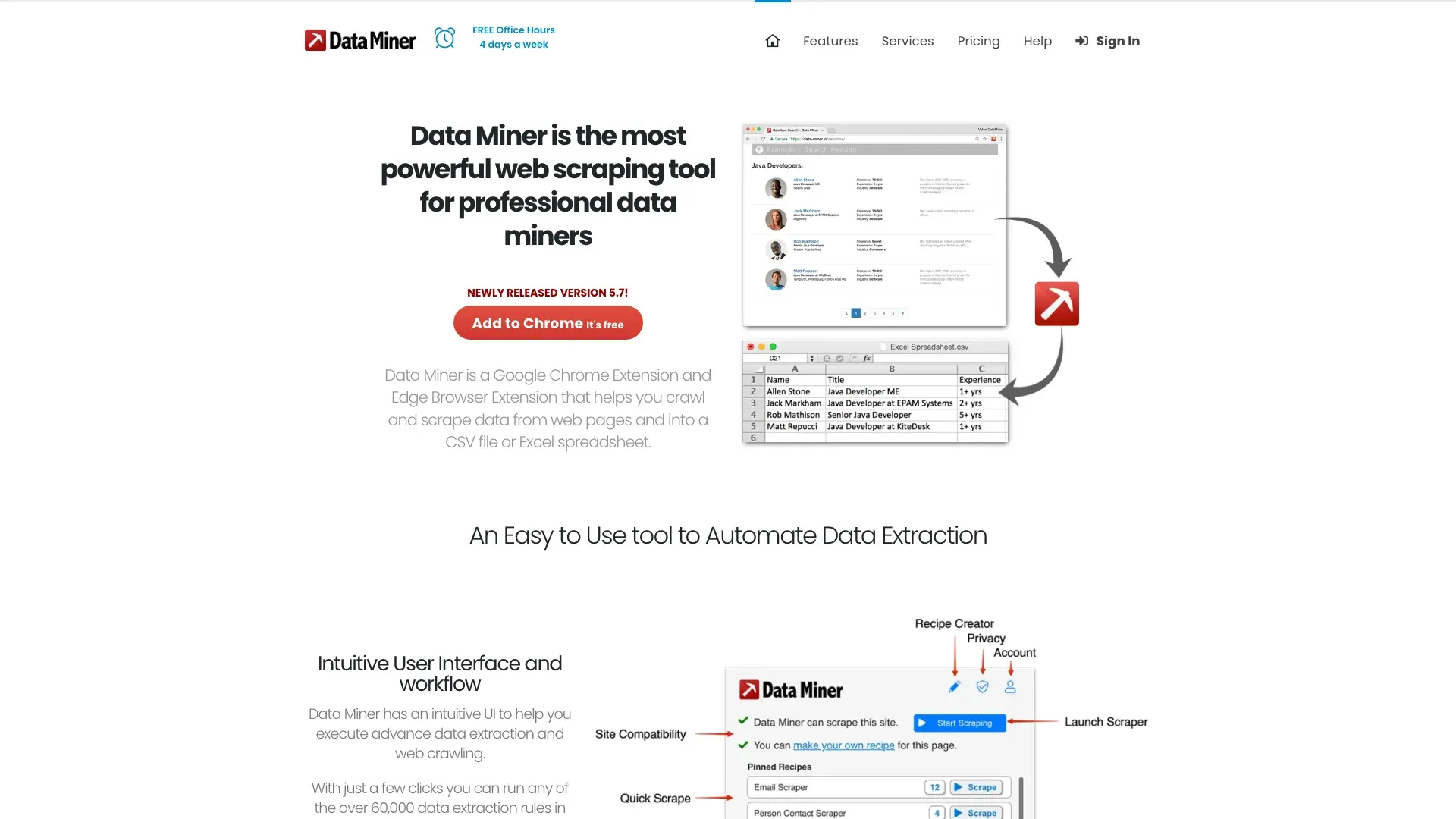 DataMiner official website screenshot