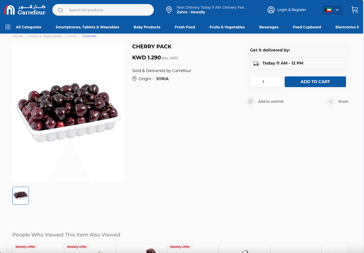 Carrefour Produktdetailseite