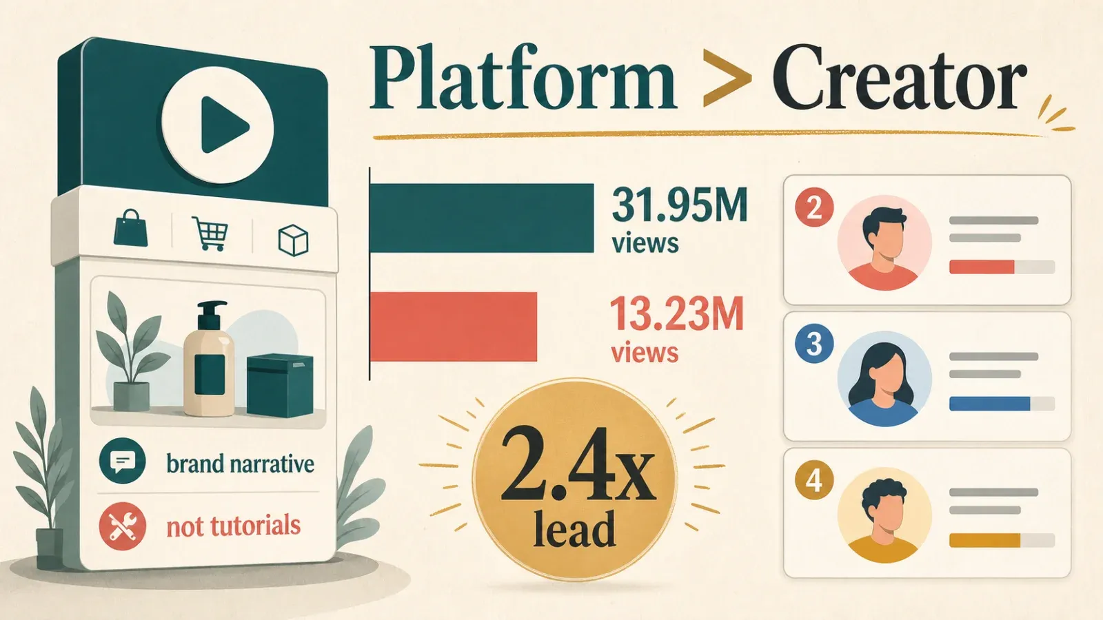 Platform account beats creator accounts on DTC YouTube