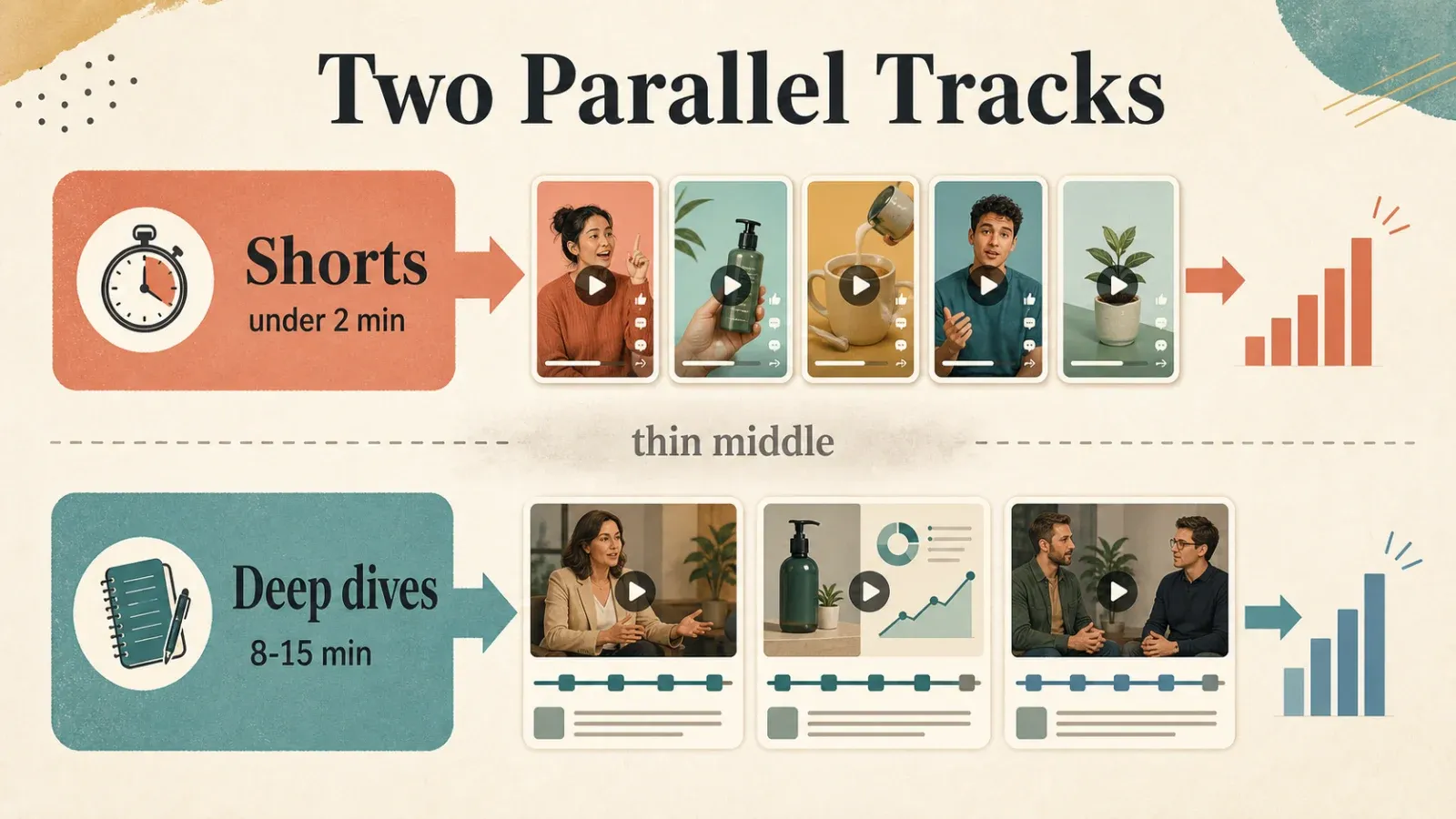 Two parallel content tracks on DTC YouTube infographic