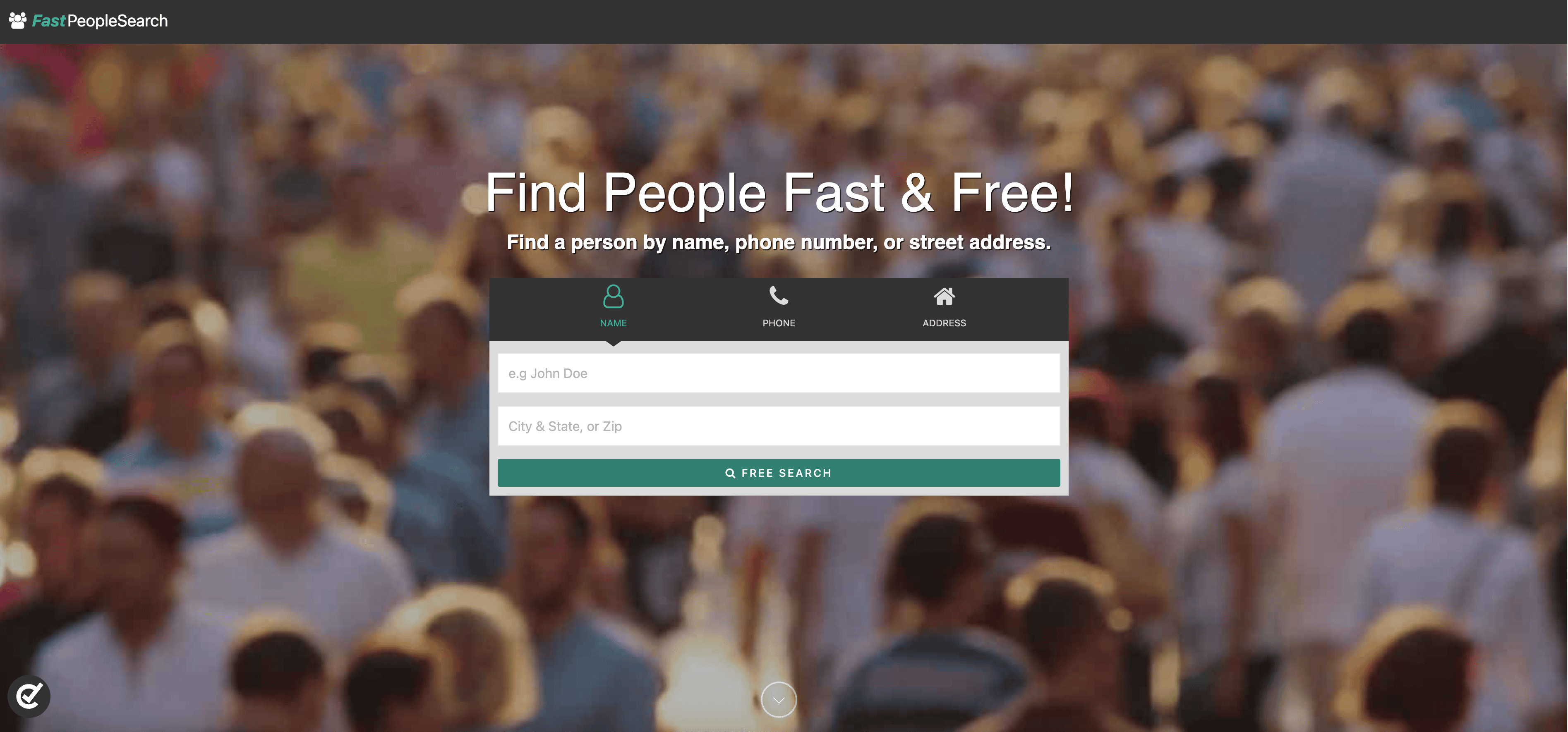 Screenshot di FastPeopleSearch