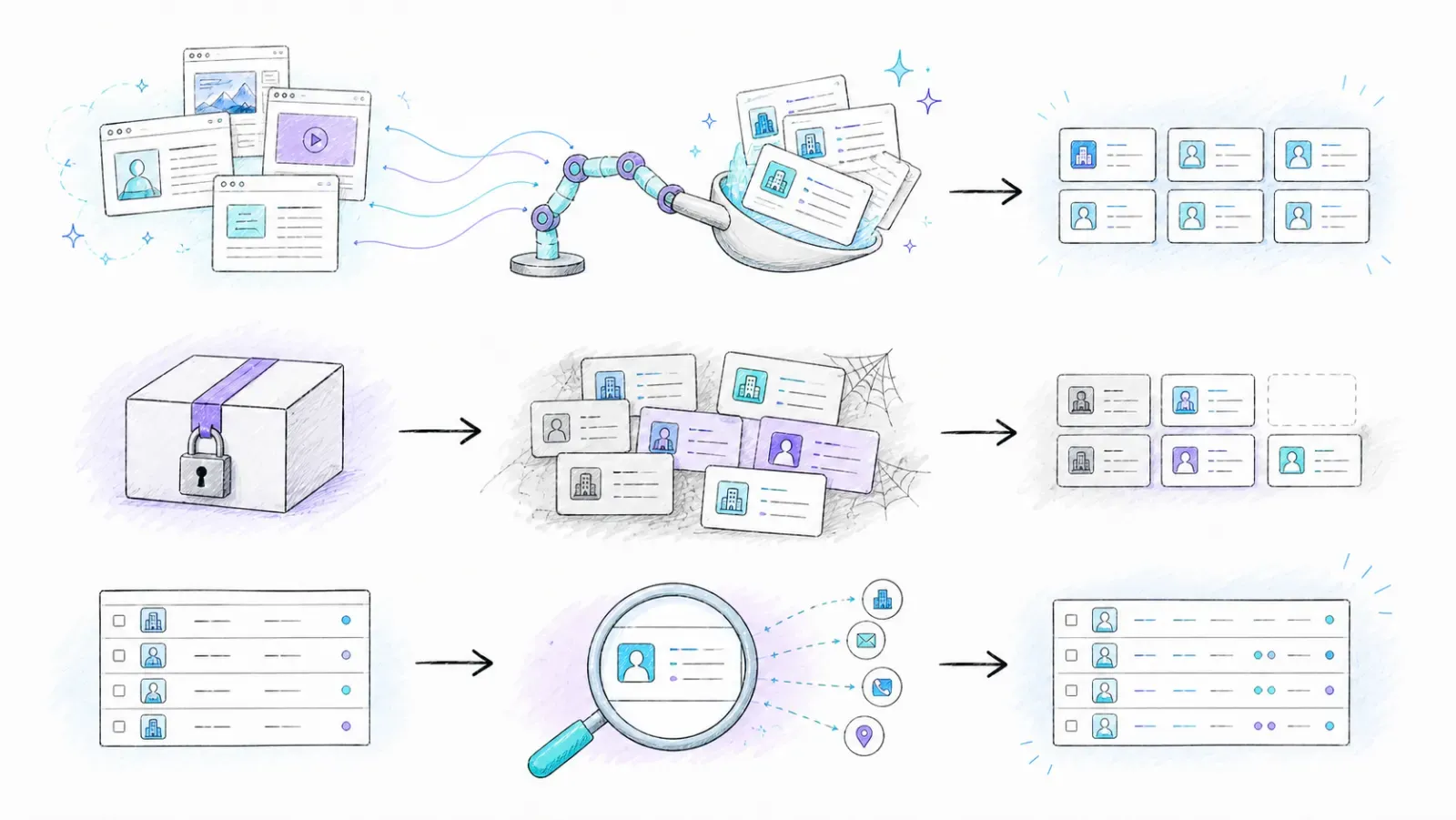 Scraping, purchased data, and enrichment compared by freshness and context