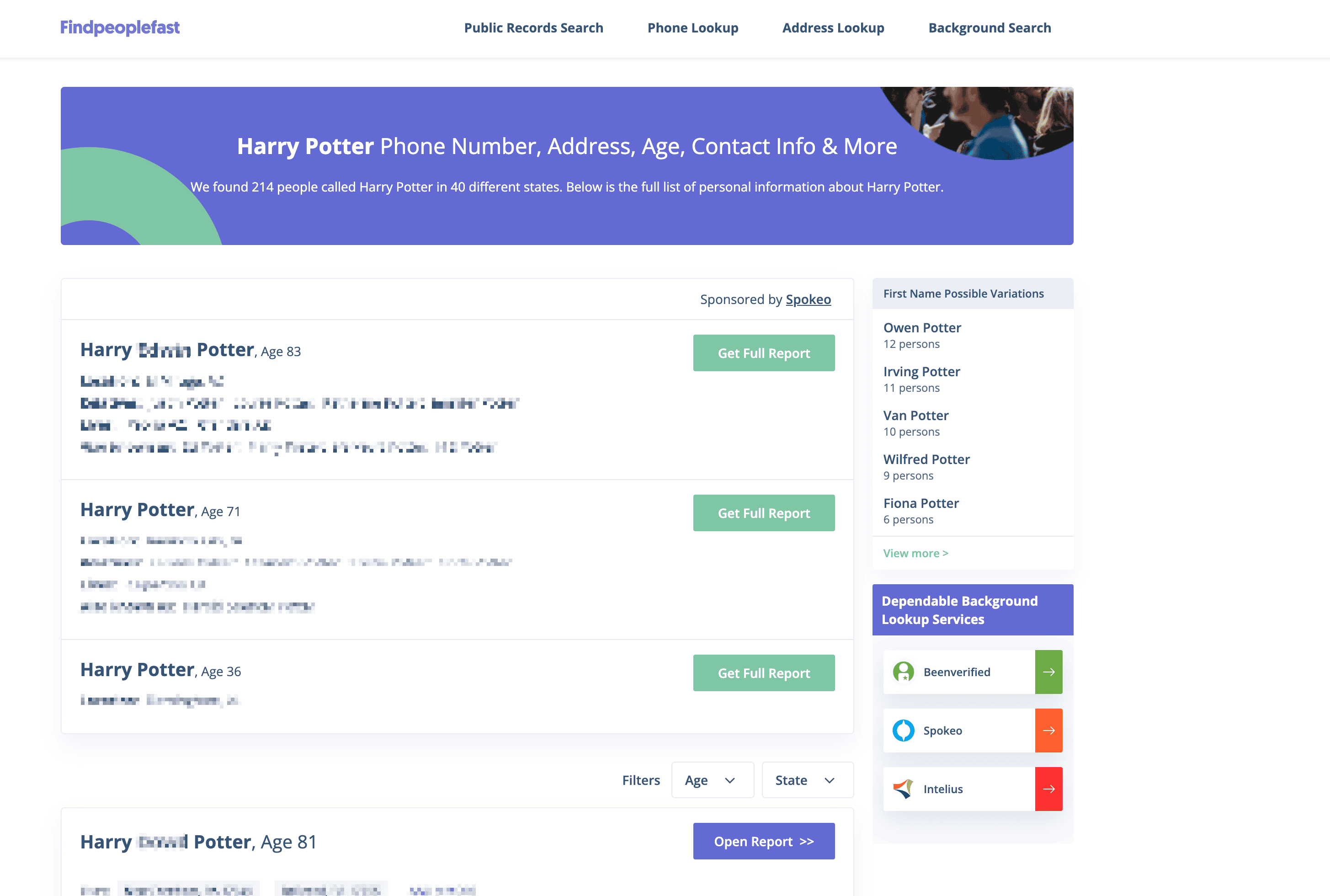 People Search Result Screenshot