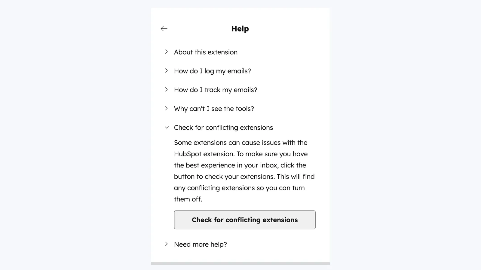 Comprobación de extensiones en conflicto en HubSpot