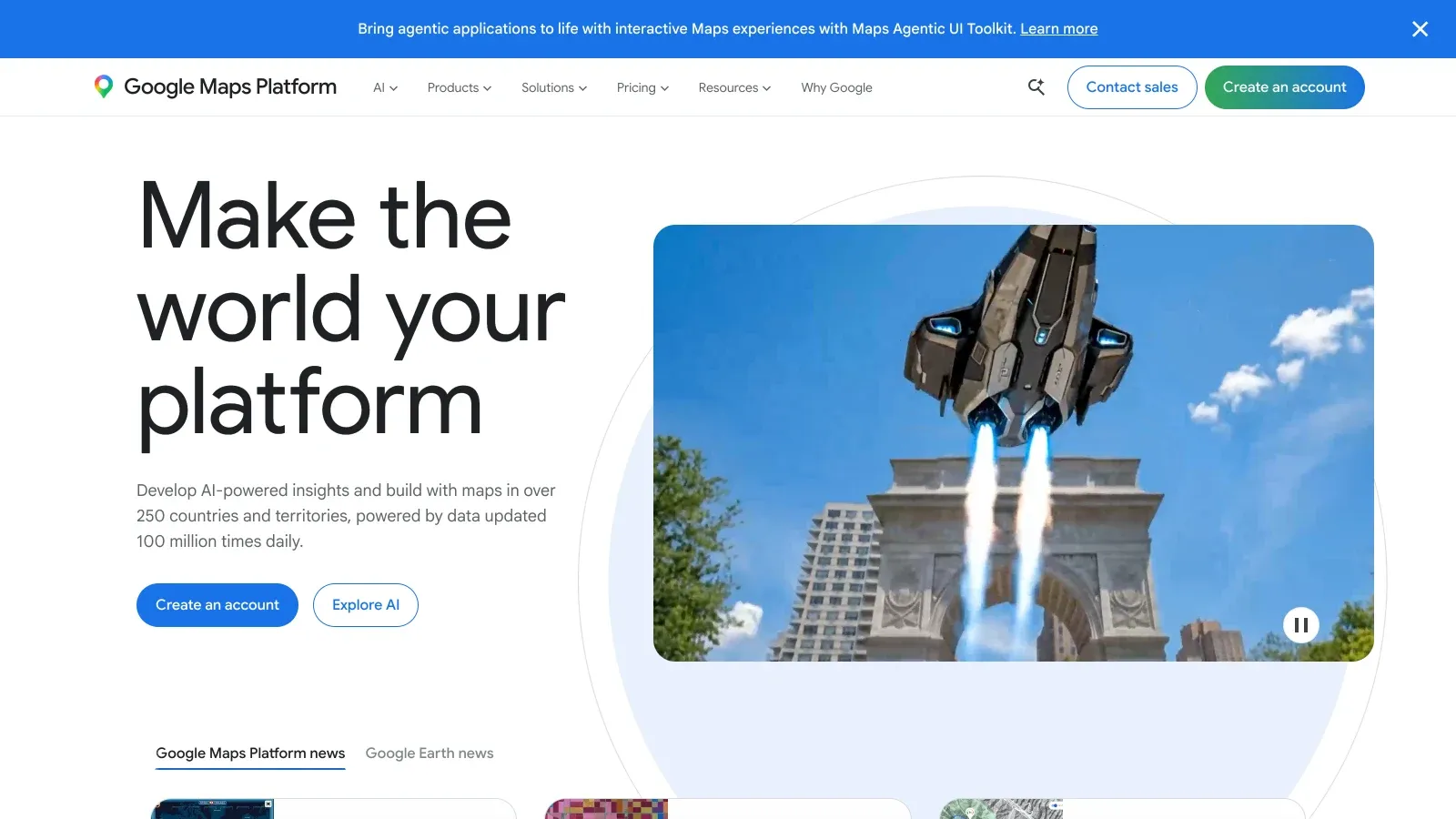 Google Maps API official website screenshot