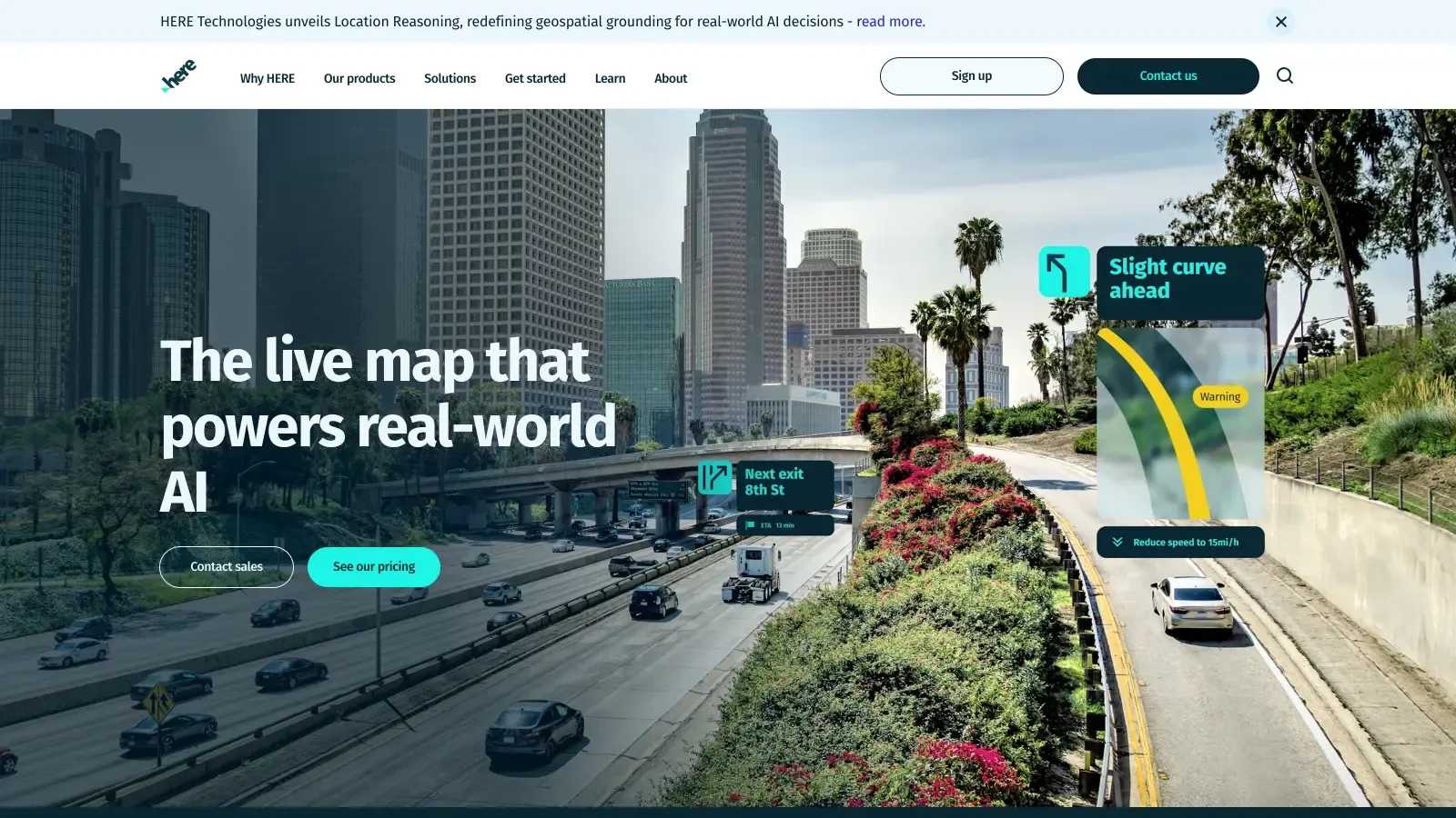 HERE Technologies official website screenshot