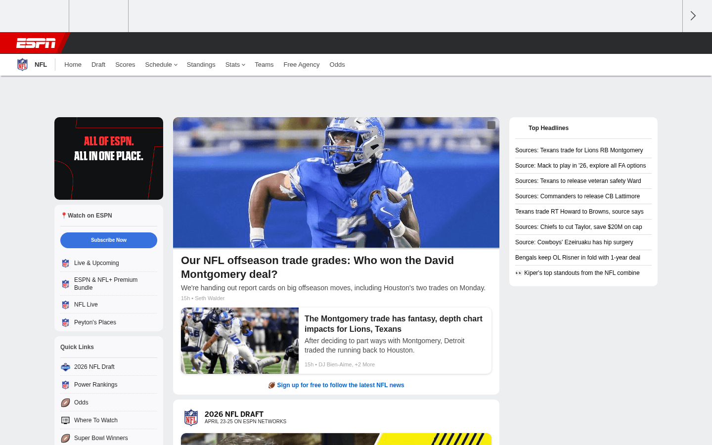 ESPN Homepage Screenshot