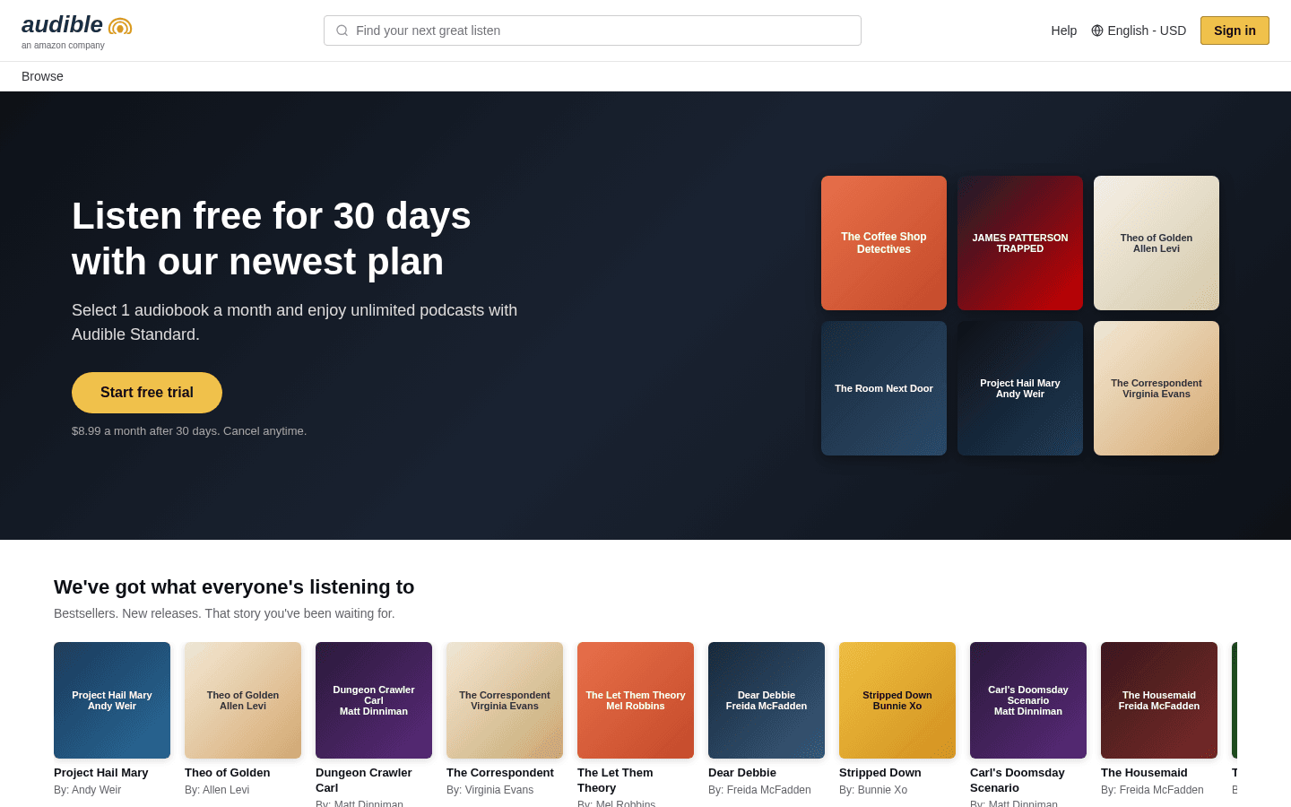 Audible.com Homepage
