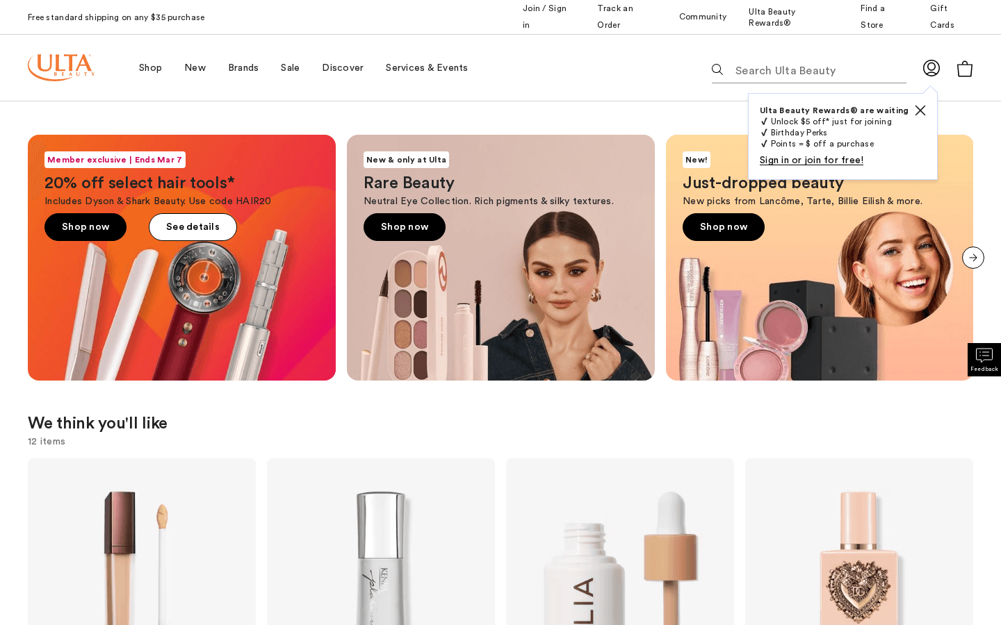 Ulta Beauty Homepage