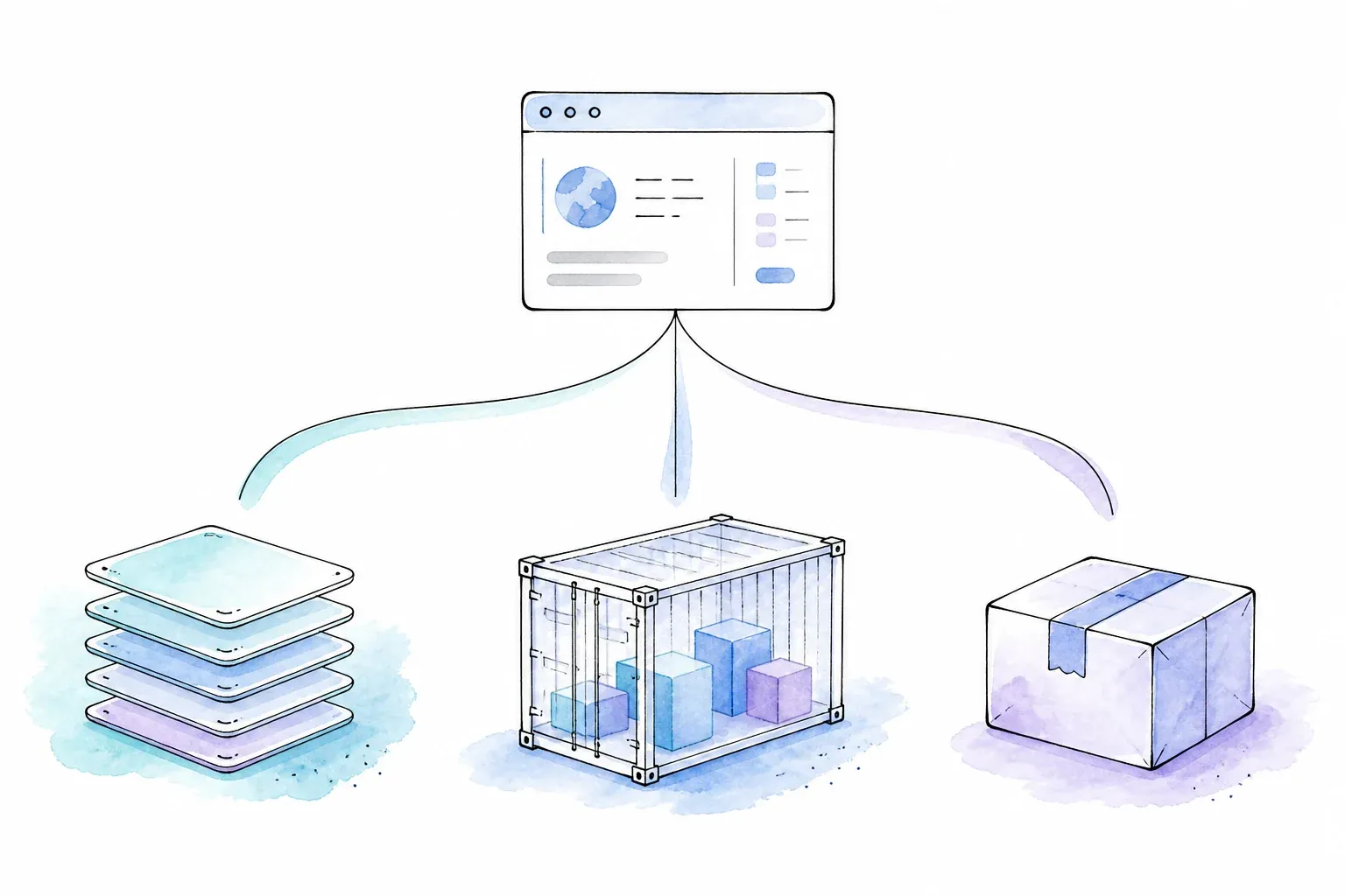 Three abstract packaging choices for a browser workload