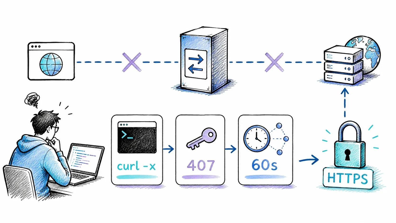 Solución de problemas de proxy en Axios con cURL, autenticación 407 y comprobaciones de timeout