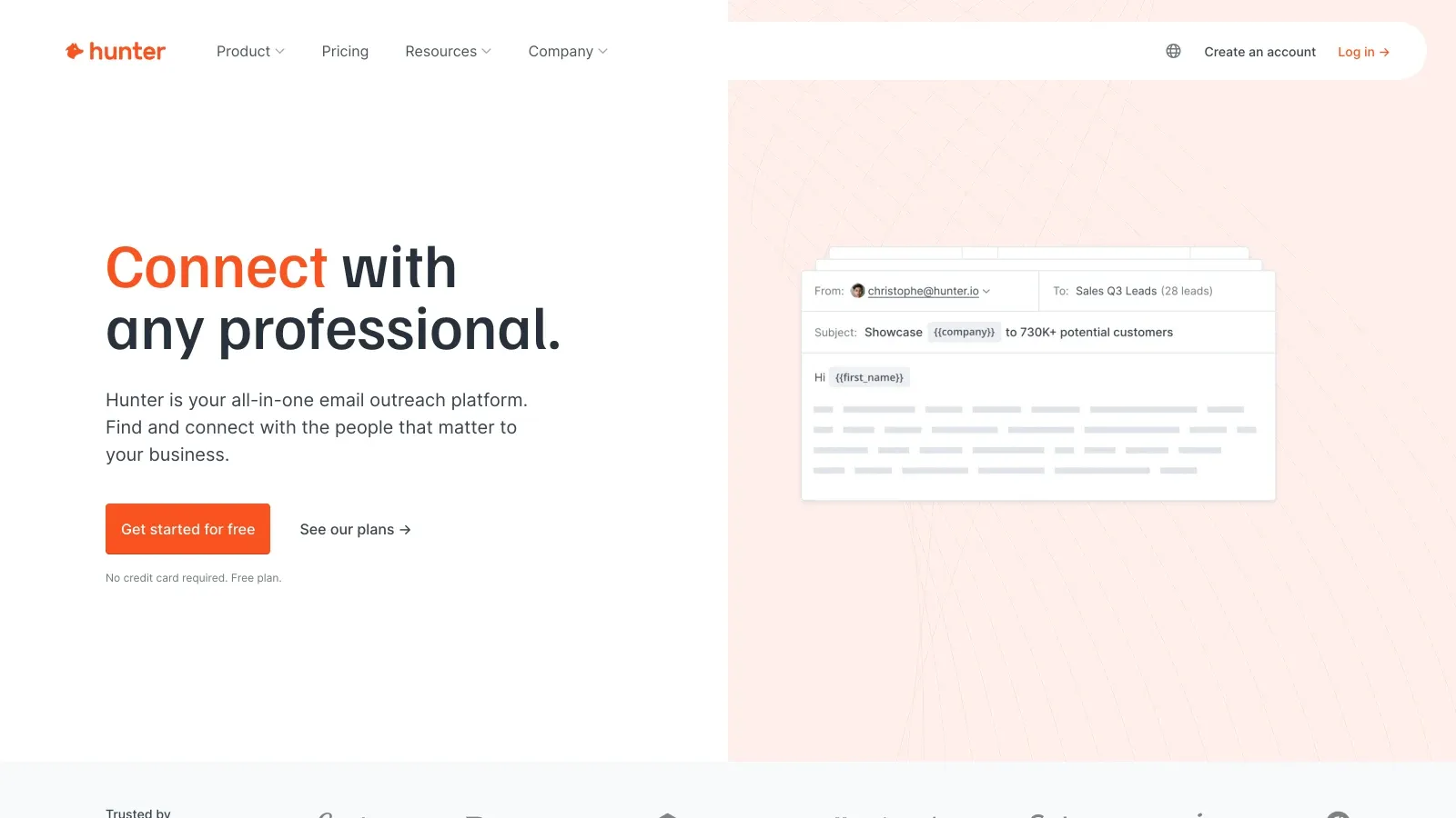 Hunter.io official website screenshot