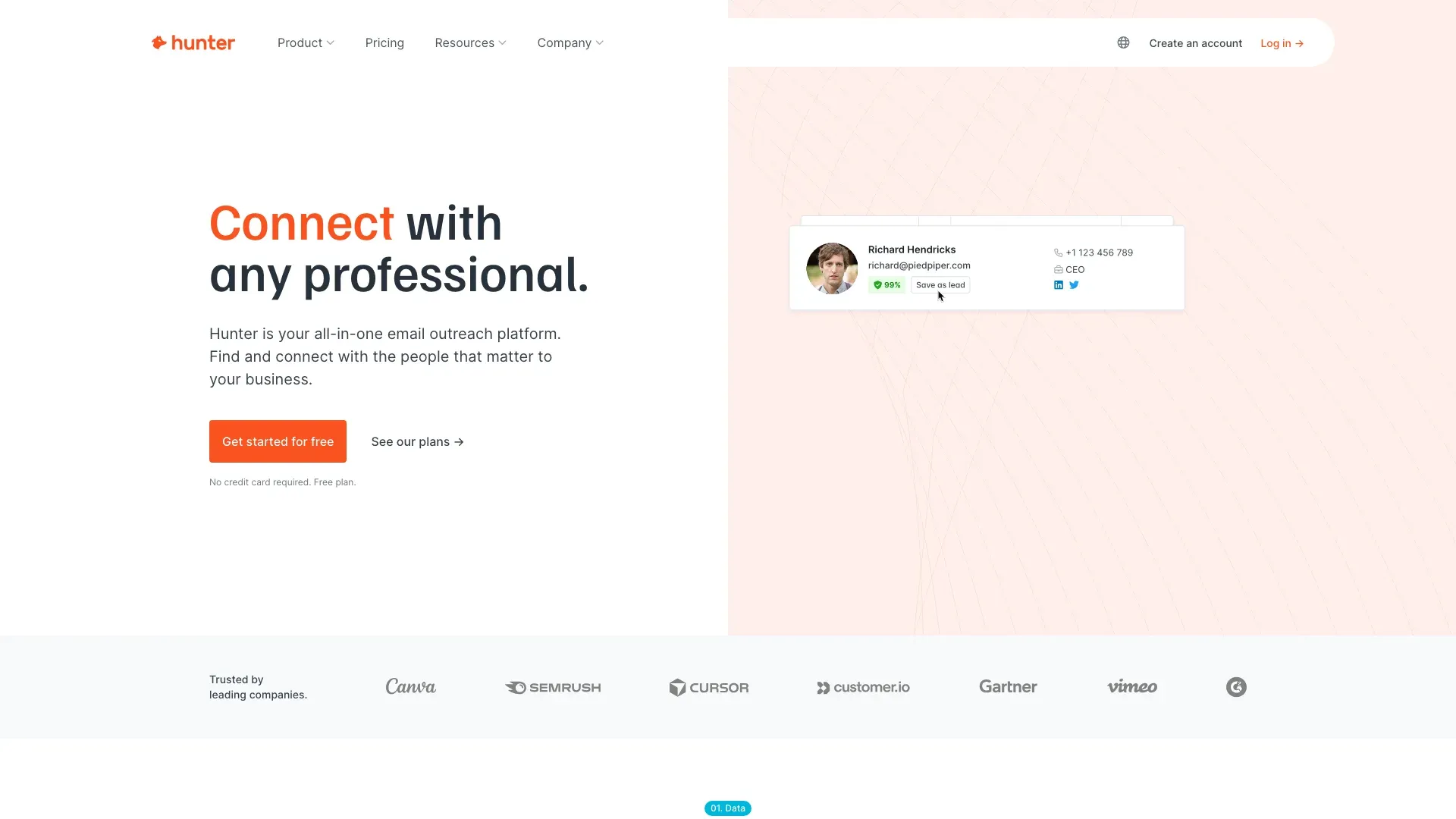 Hunter.io official website screenshot