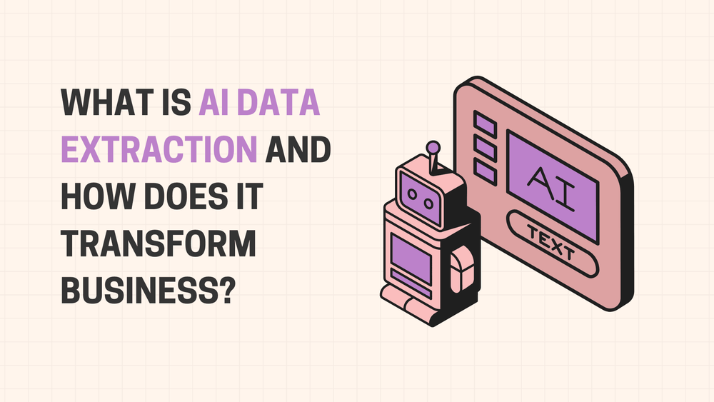AI data extraction business transformation question with robot and AI text illustration