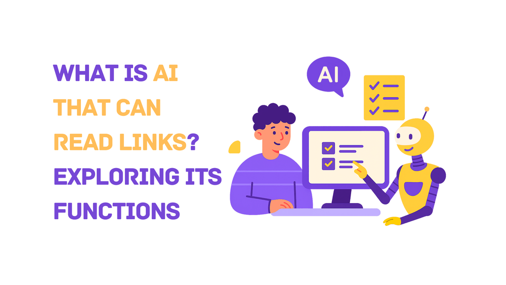 AI reading links concept with human and robot interaction at a computer.