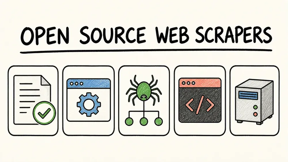 Hand-drawn cover for open source web scraper tools