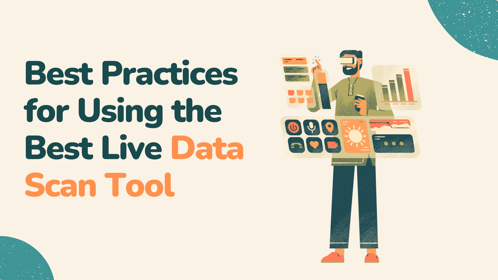 Best practices for using the best live data scan tool with illustrated person interacting with virtual data dashboards