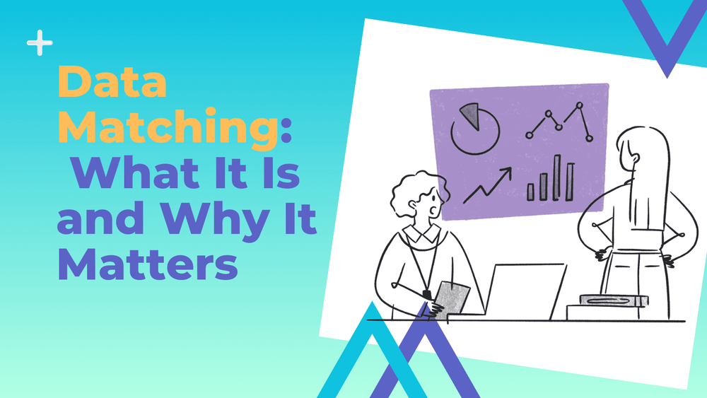 Data Matching: What It Is and Why It Matters title with illustration of two people analyzing charts on a screen