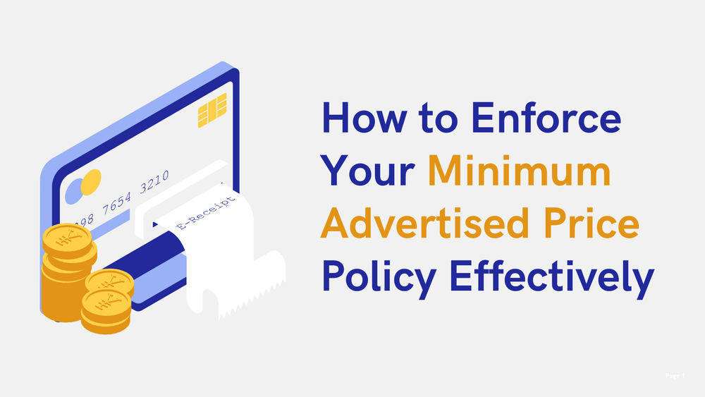 How to Enforce Your Minimum Advertised Price Policy Effectively slide with credit card, coins, and e-receipt illustration