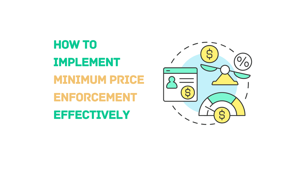 How to implement minimum price enforcement effectively with finance-themed icons including a scale, coins, and a percentage symbol