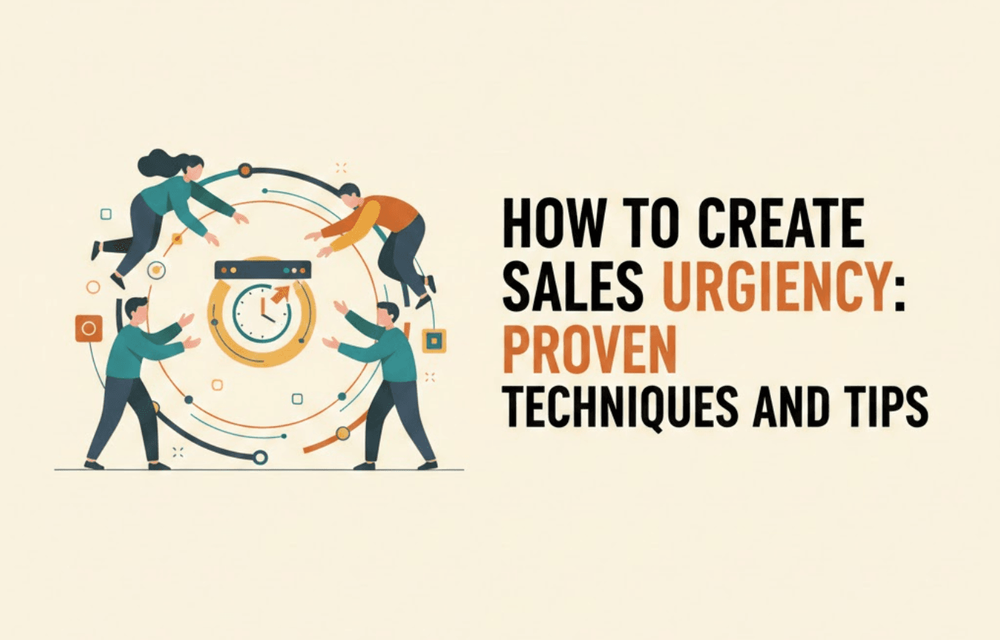 How to create sales urgency proven techniques and tips graphic with illustrated people around a clock.