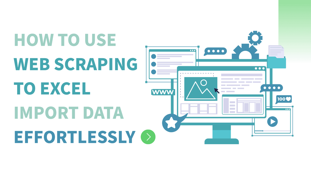 How to use web scraping to Excel import data effortlessly with illustrated computer and data icons