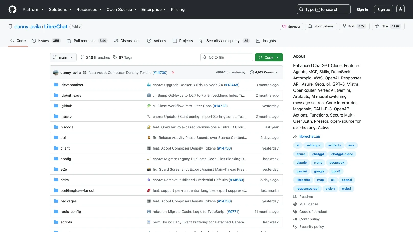 LibreChat official website screenshot