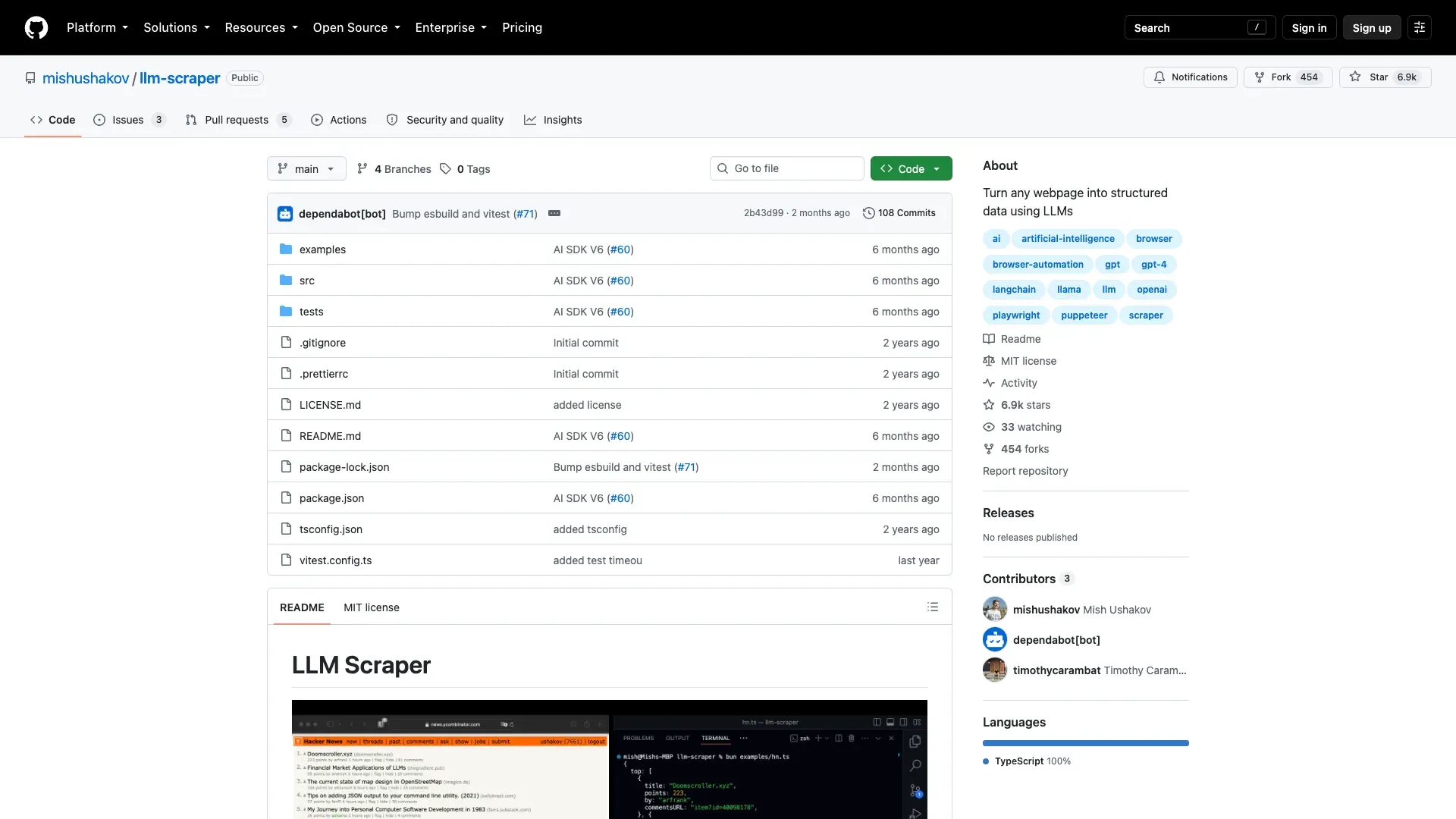 LLM Scraper official GitHub repository