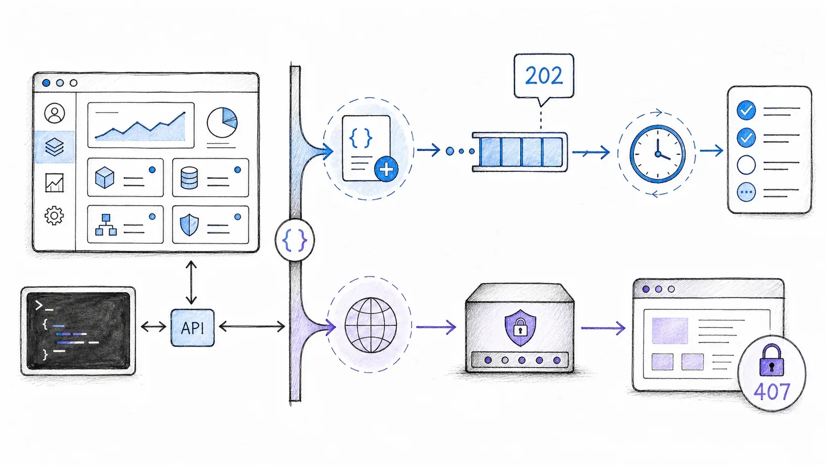 Control-plane API actions separated from data-plane proxy traffic
