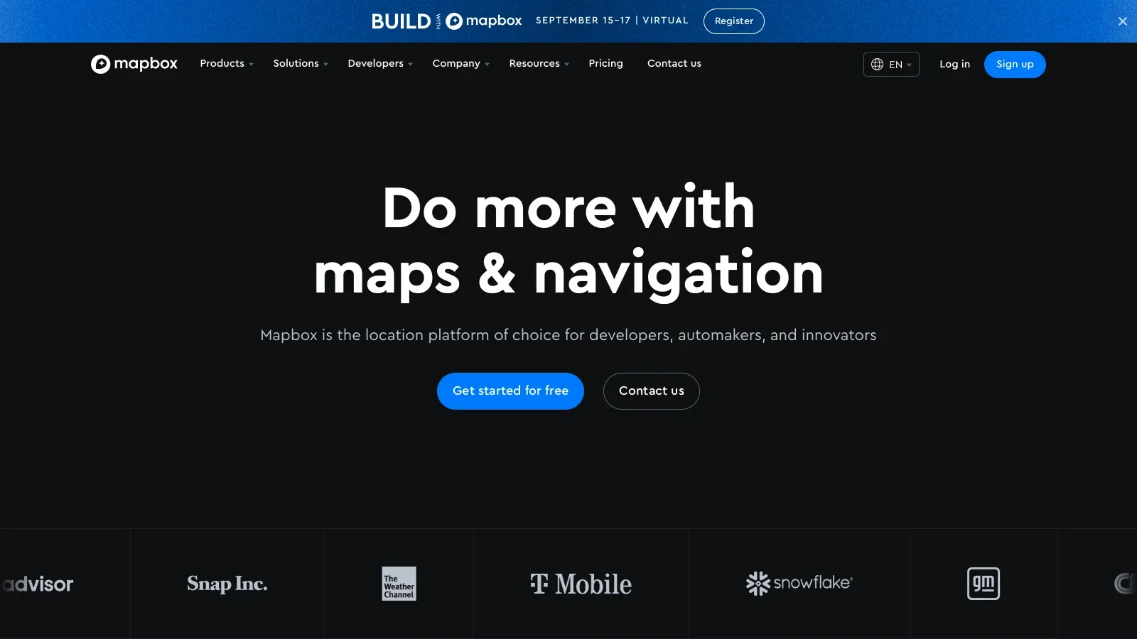 Mapbox official website screenshot