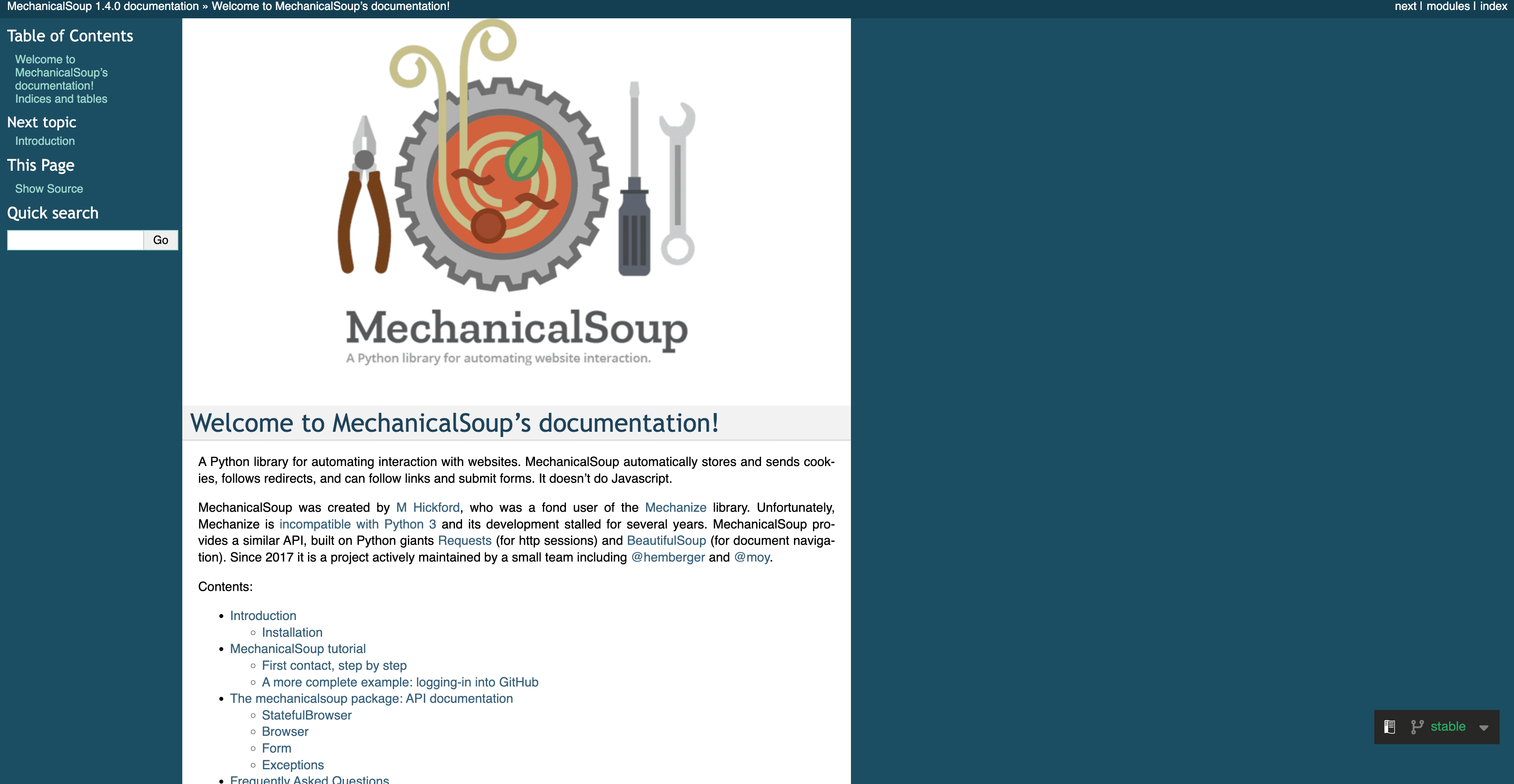 mechanicalsoup-documentation-homepage.png