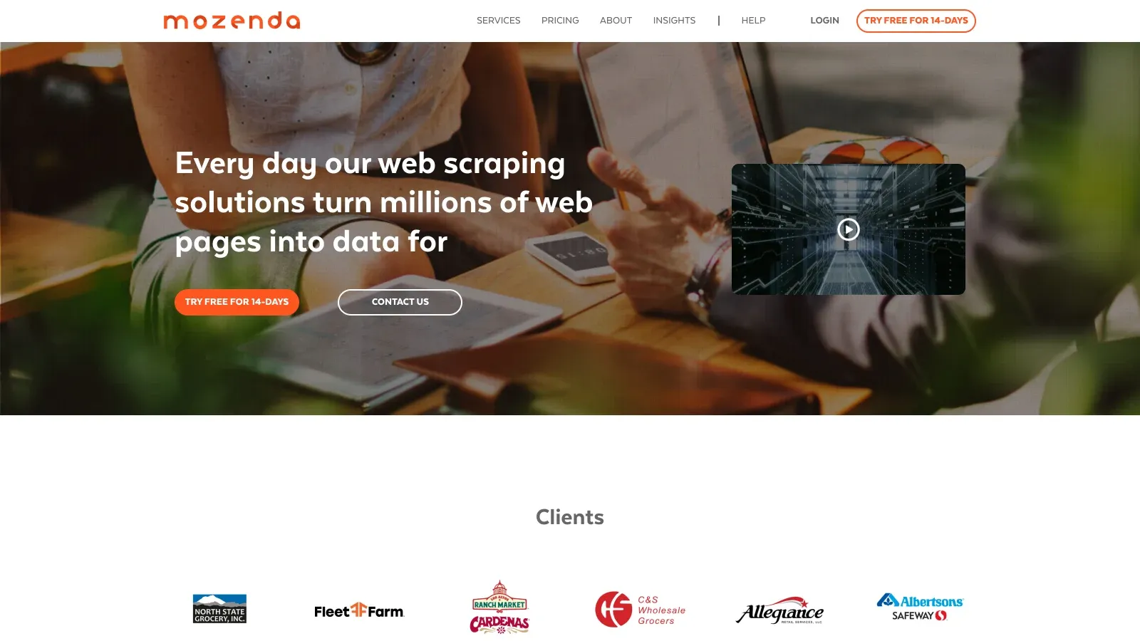 Mozenda official website screenshot