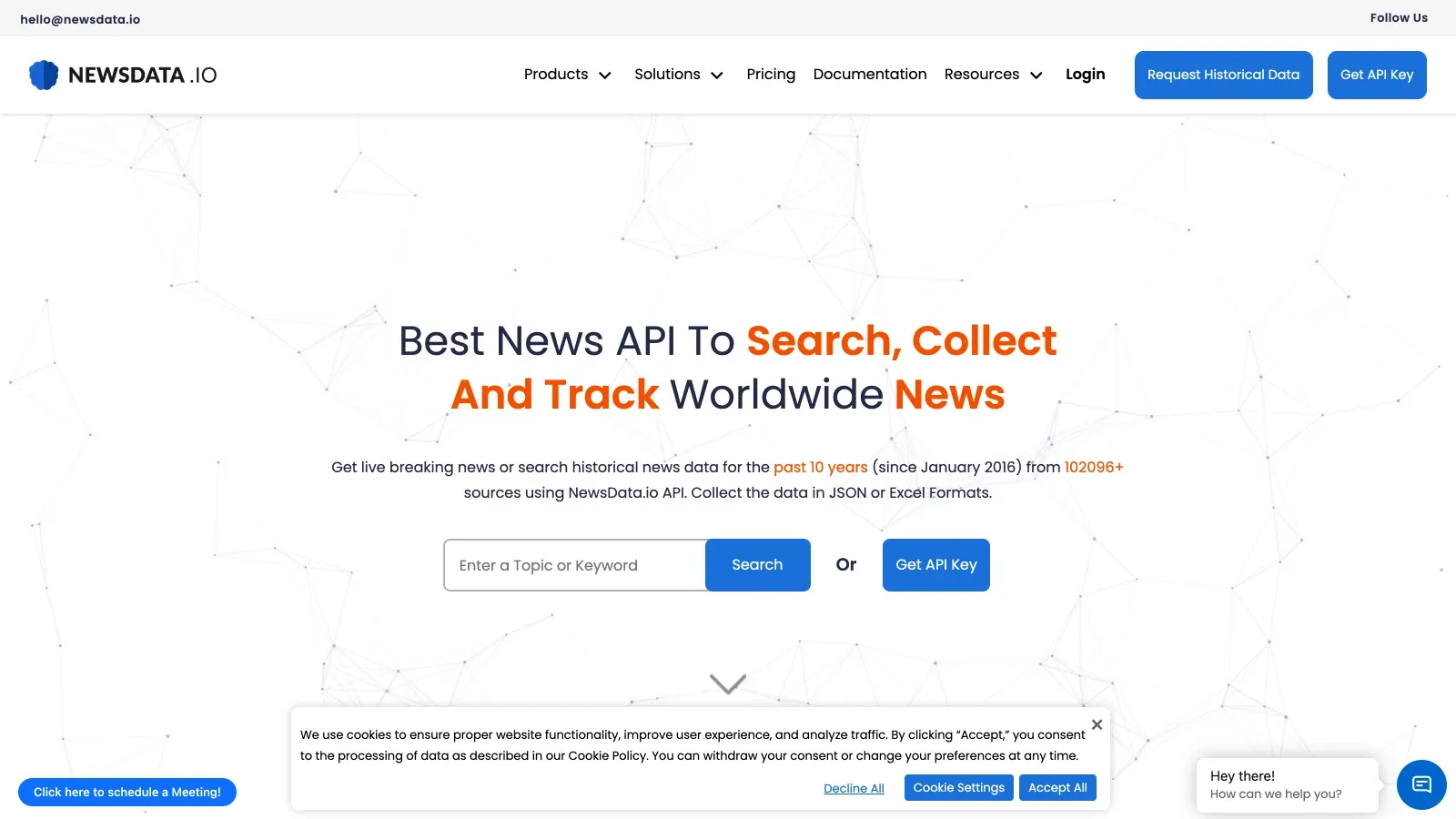 NewsData.io official website screenshot