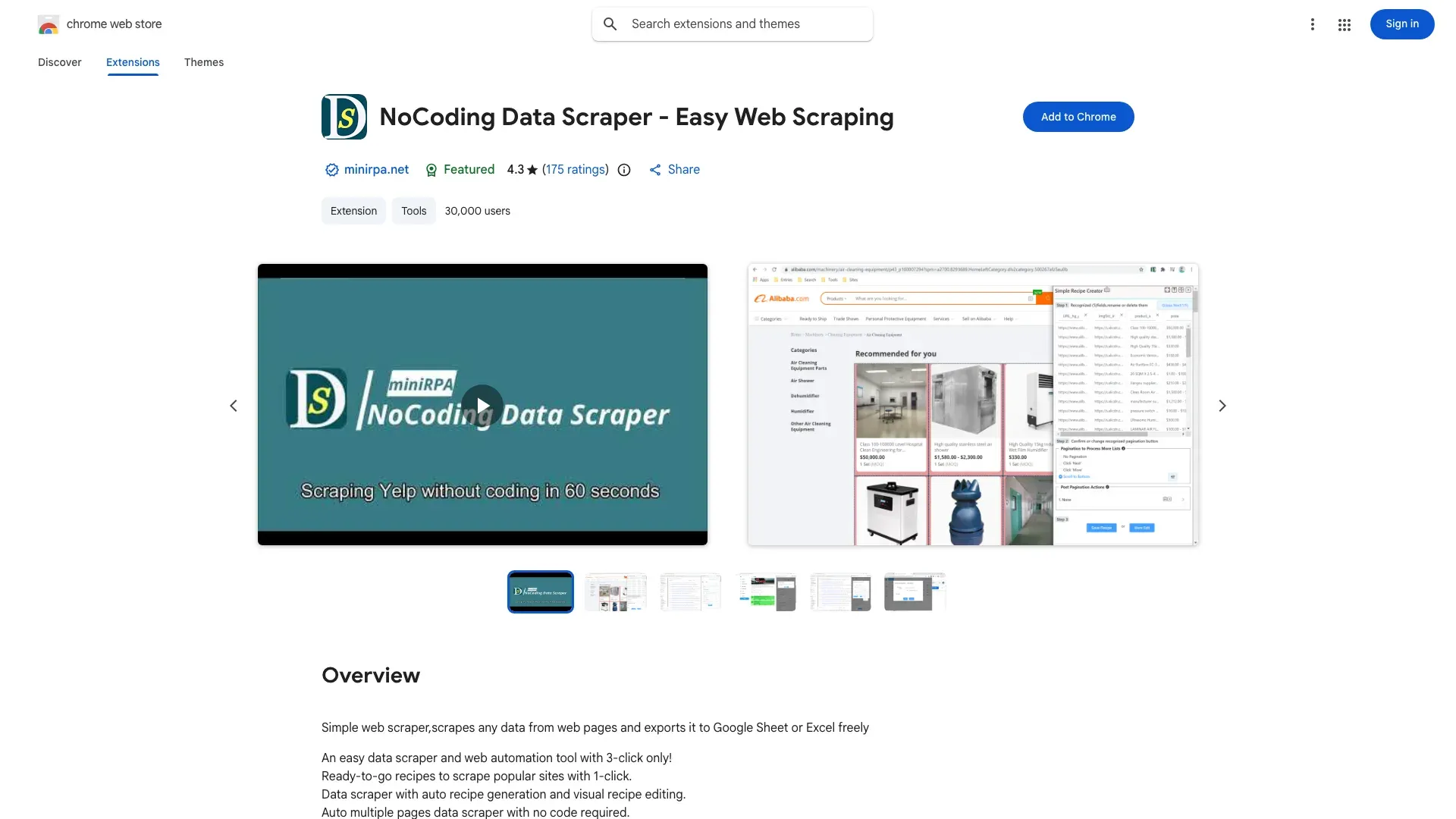 NoCoding Data Scraper official website screenshot