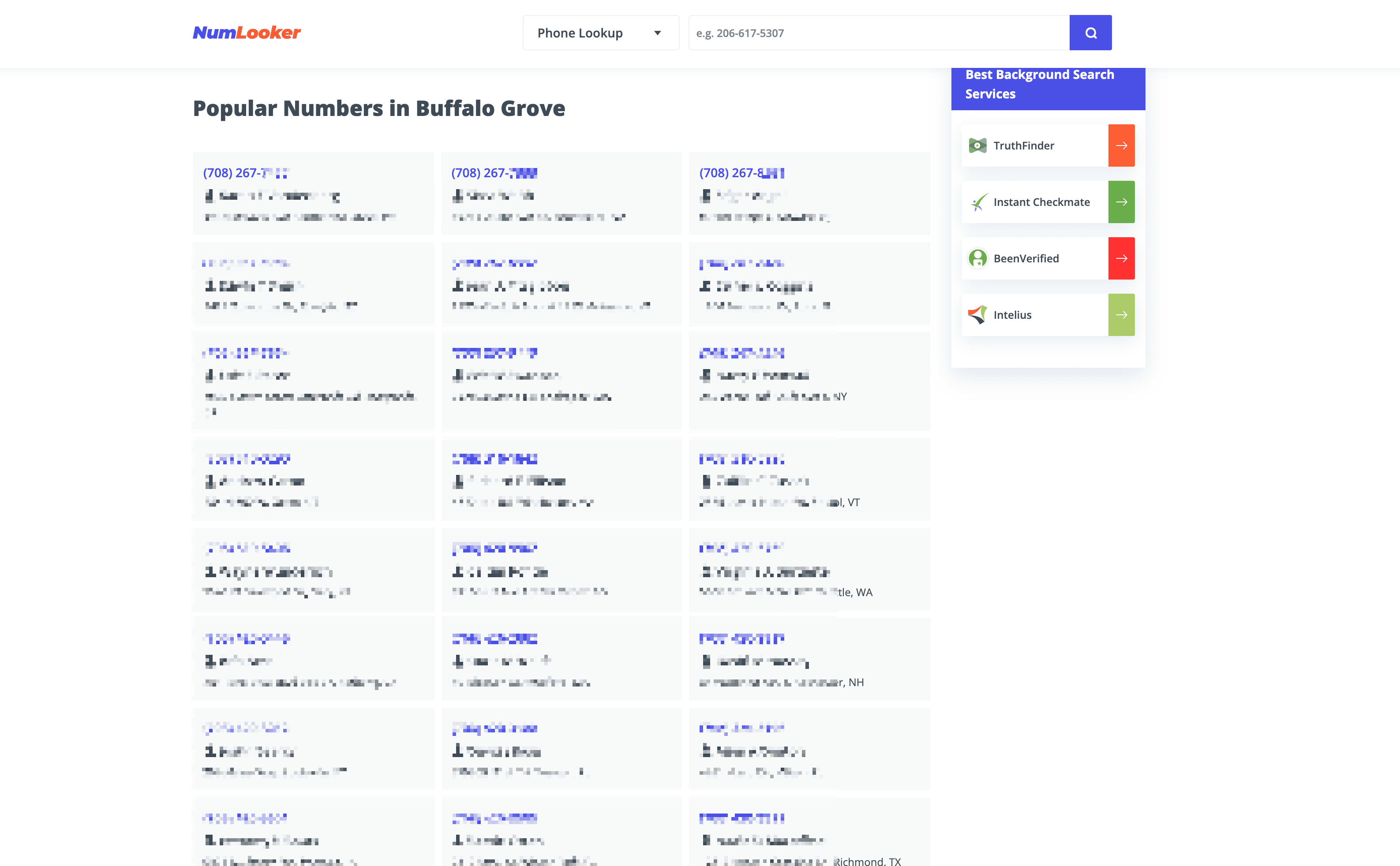 Screenshot della Directory dei Numeri Popolari